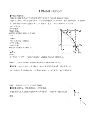平抛运动、圆周运动专题复习