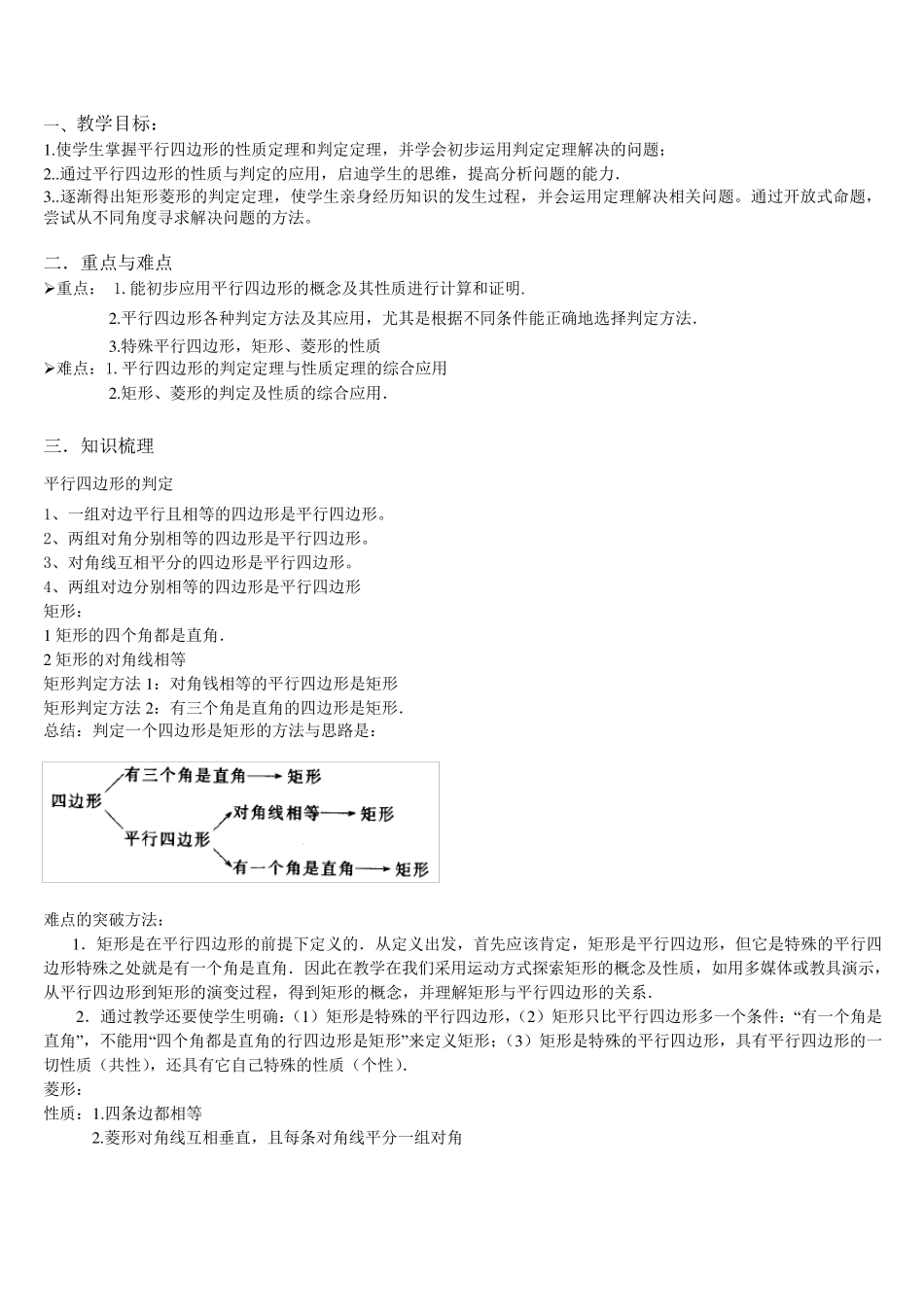 平行四边形及特殊平行四边形教案_第1页