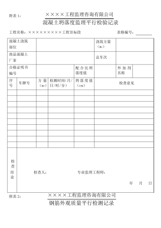 平行检验记录表(样板)