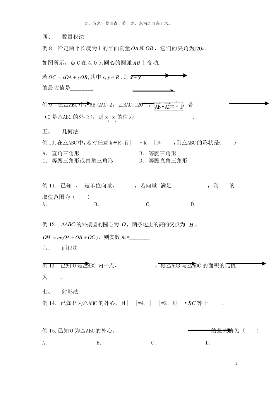 平面向量七种解法及四心问题及常见题型汇总_第2页