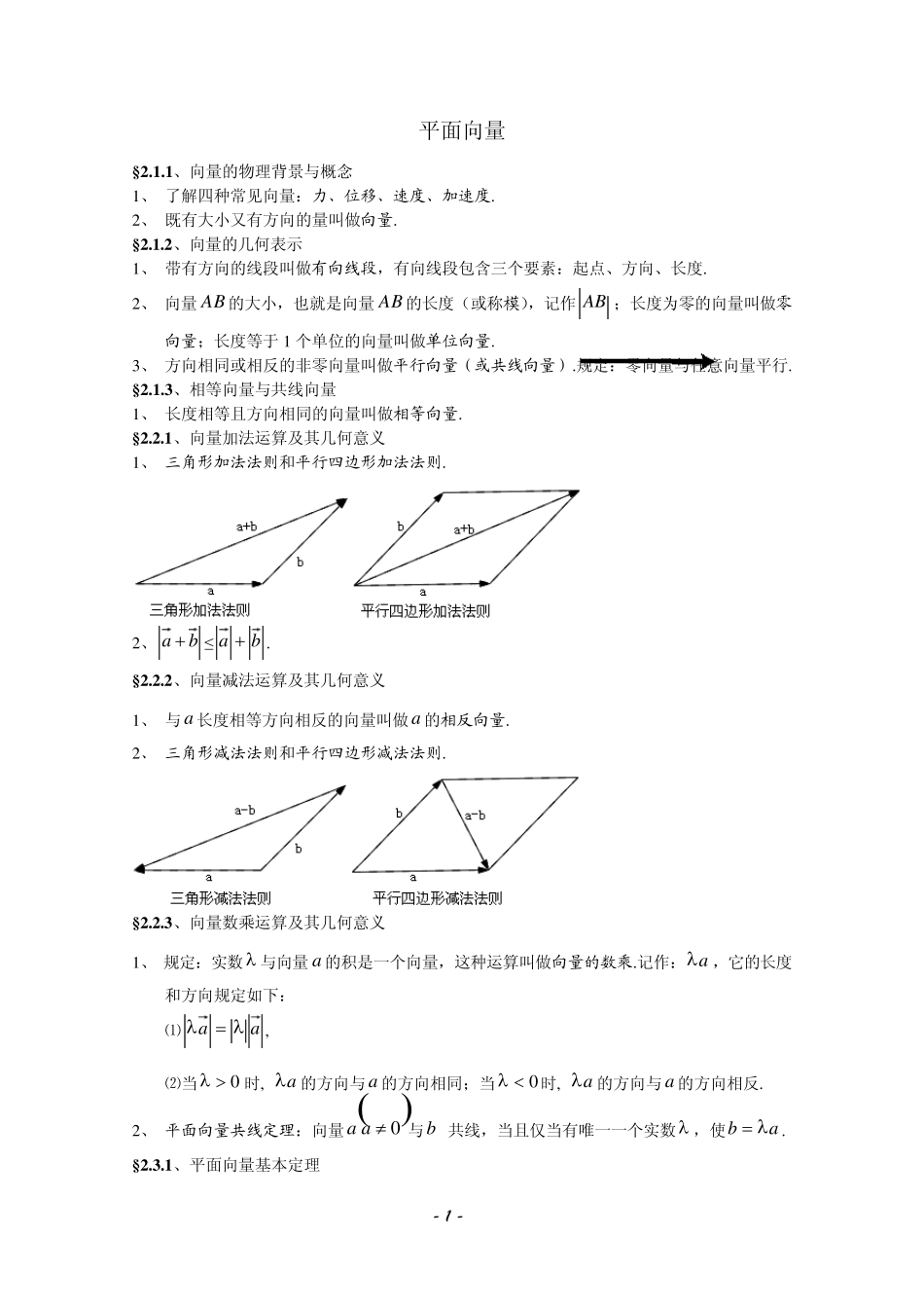 平面向量空间向量知识点_第1页