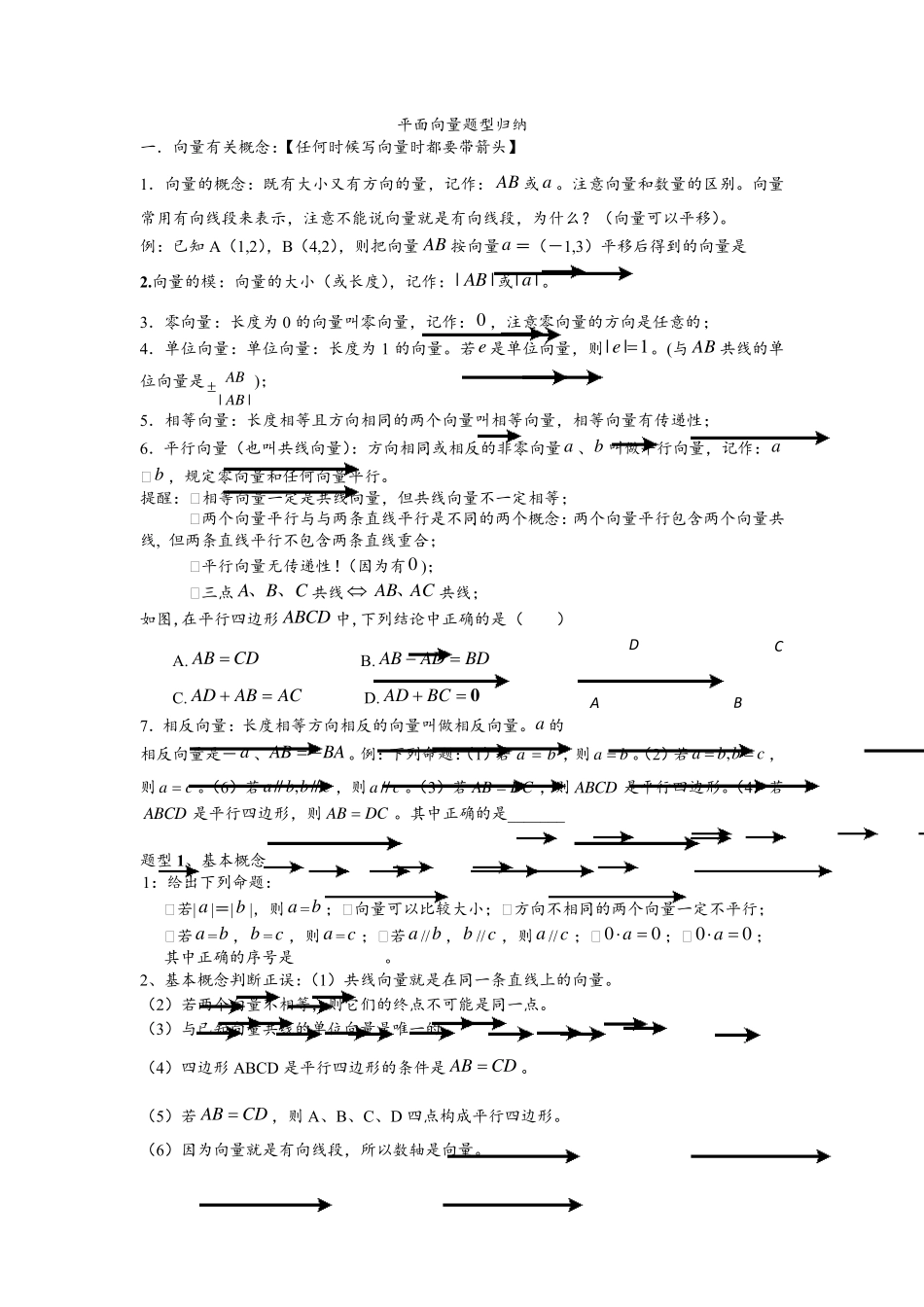 平面向量题型归纳_第1页