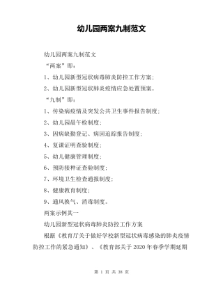 幼儿园两案九制范文
