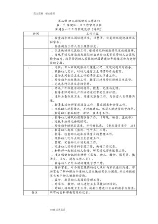 幼儿园保健医一日生活常规流程图