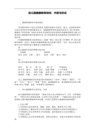 幼儿园健康教育目标、内容、形式