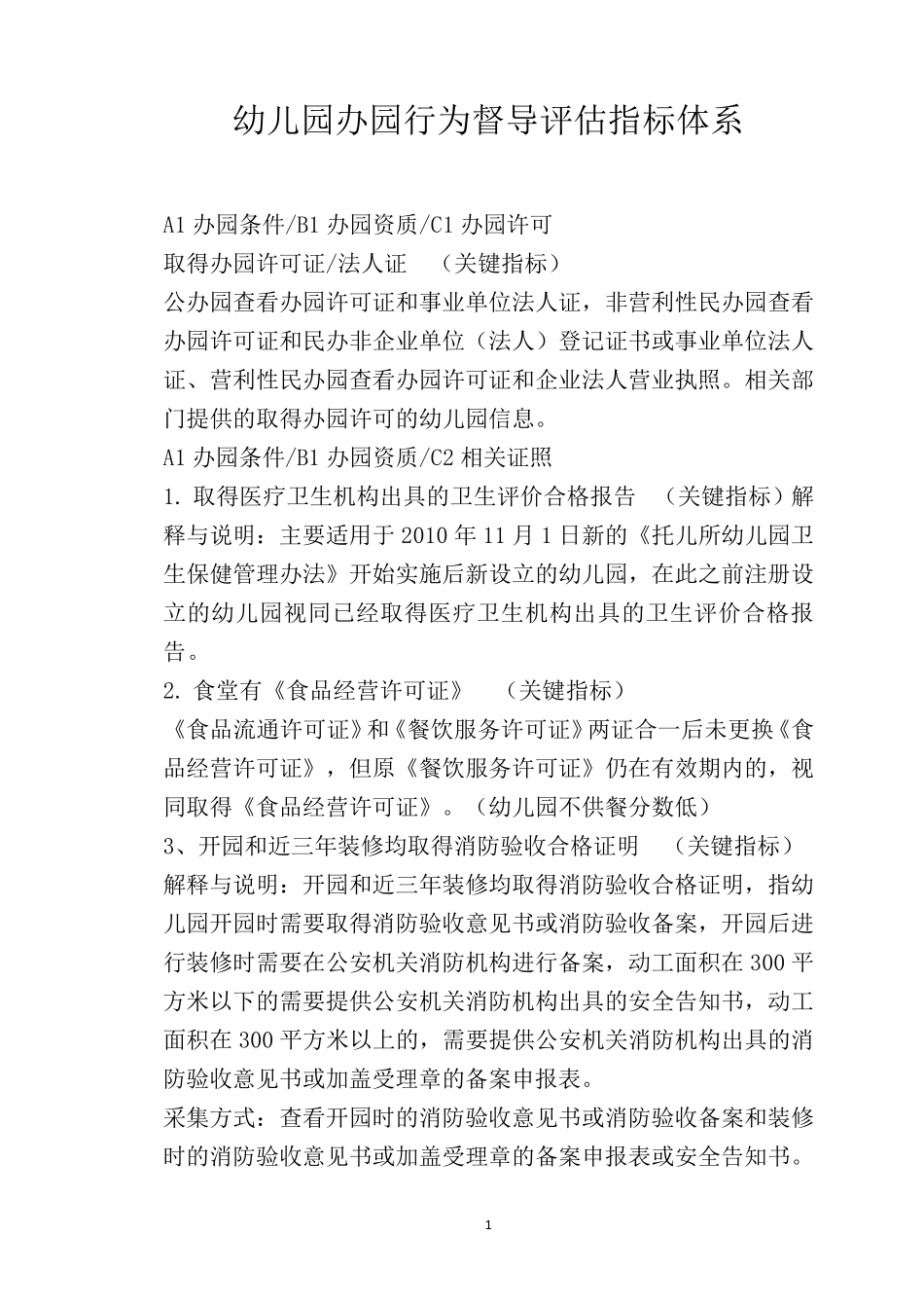 幼儿园办园行为督导评估指标体系_第1页