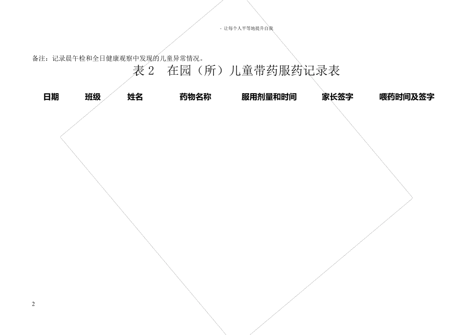 幼儿园卫生保健工作各种表格_第2页