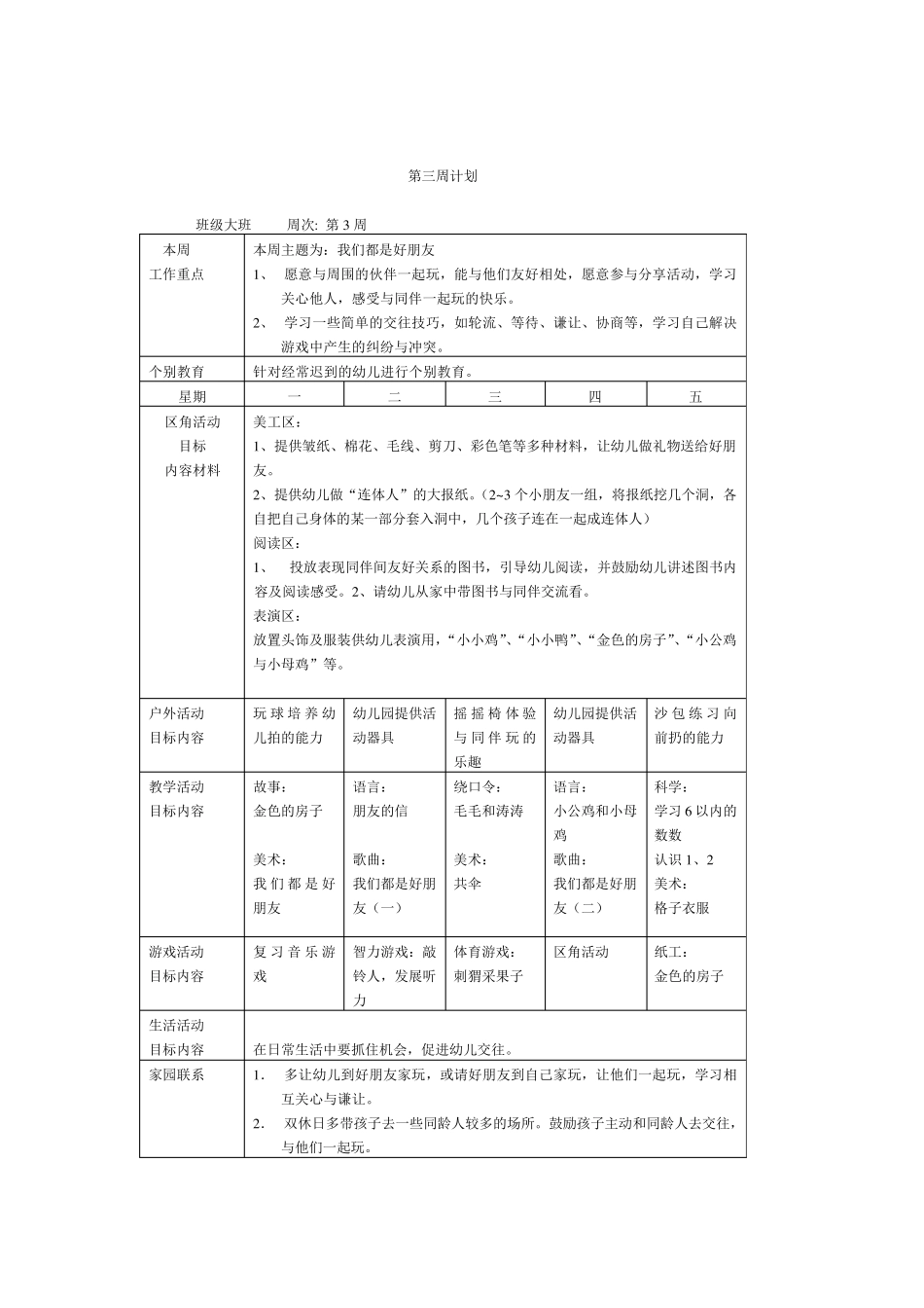 幼儿园周工作计划表_第3页