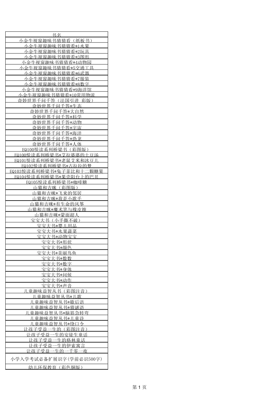 幼儿园图书目录_第1页