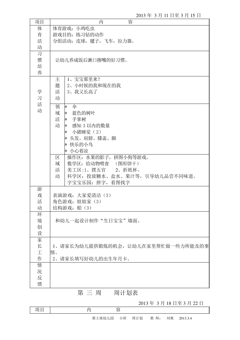幼儿园小班下学期周计划_第2页