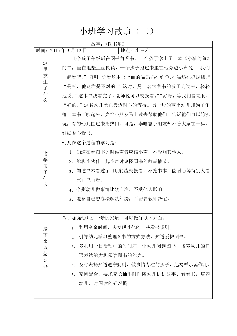 幼儿园小班下学期学习故事_第2页