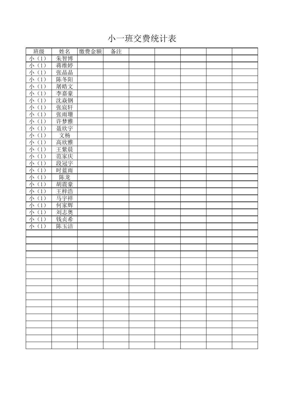幼儿园收费统计表_第1页