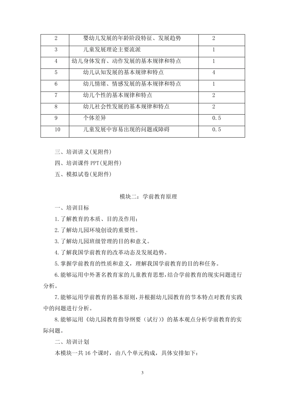 幼儿园教师资格证考试培训方案_第3页