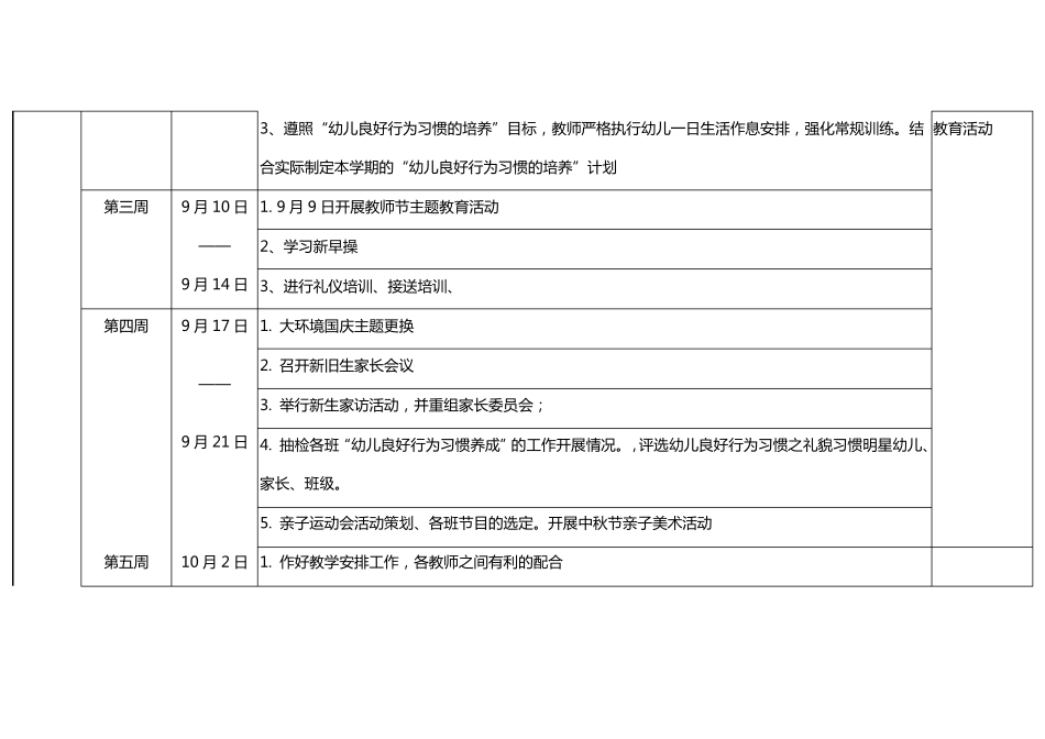 幼儿园第一学期行事历_第2页