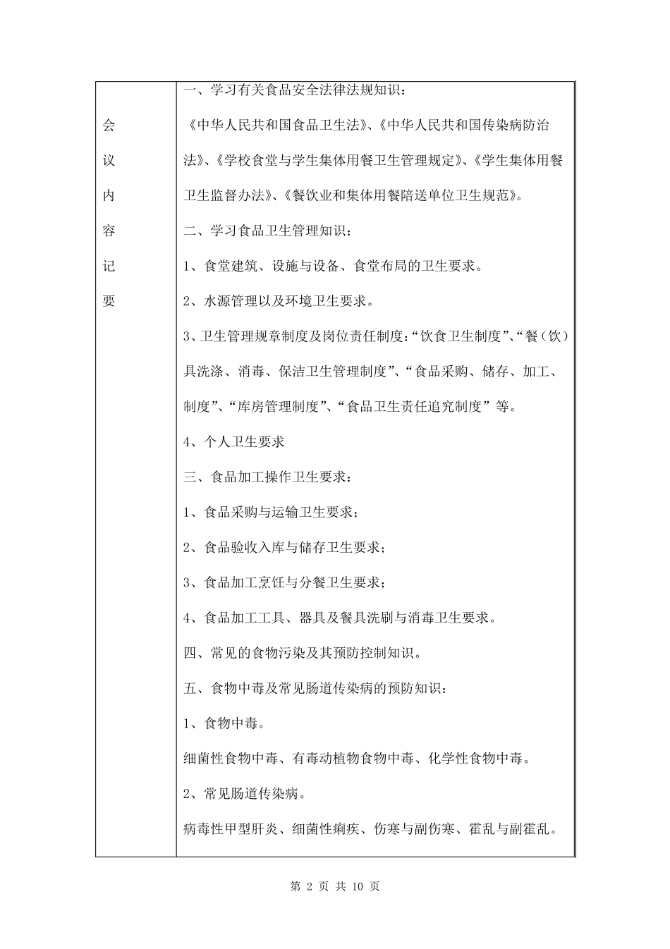 幼儿园食品安全工作会议记录三篇_第2页