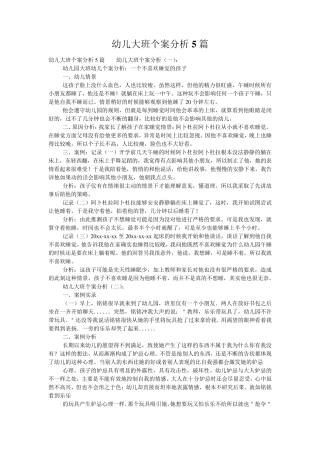 幼儿大班个案分析5篇