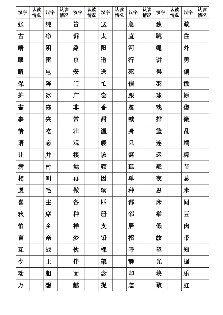 幼儿小学低年级识字,识字量测试打印版_第3页