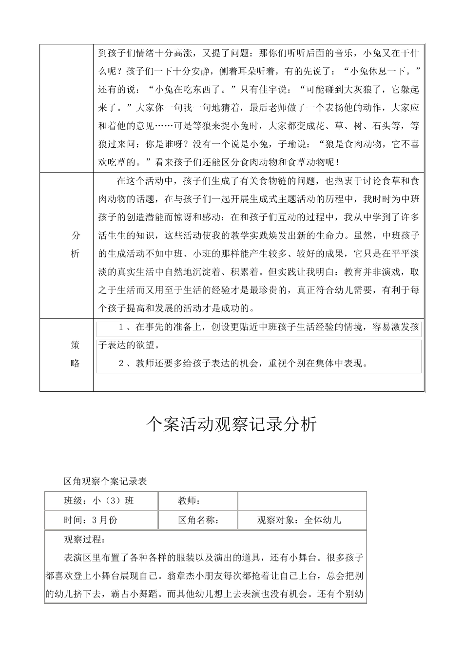 幼儿小班观察记录分析与措施记录表观察记录表小班分析评价_第3页