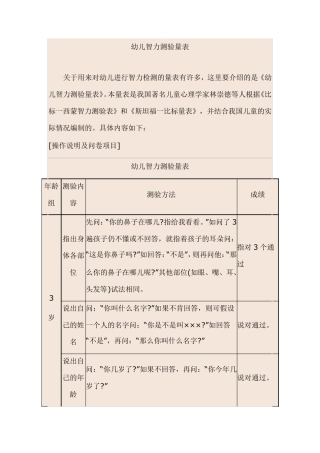 幼儿智力测验量表林崇德