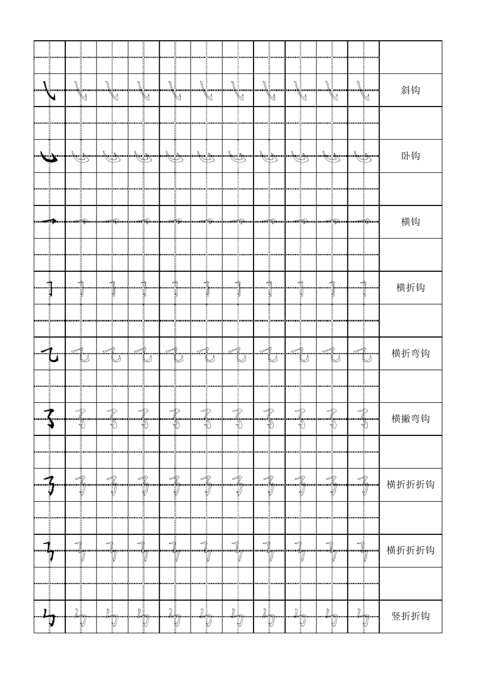 幼儿汉字笔画描红田字格_第3页