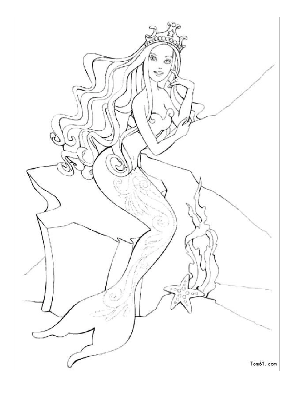 幼儿涂色卡通画美人鱼_第1页