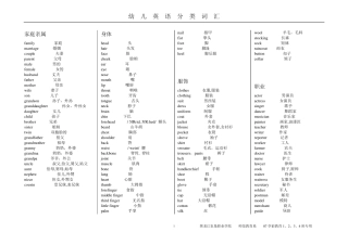 幼儿英语分类单词