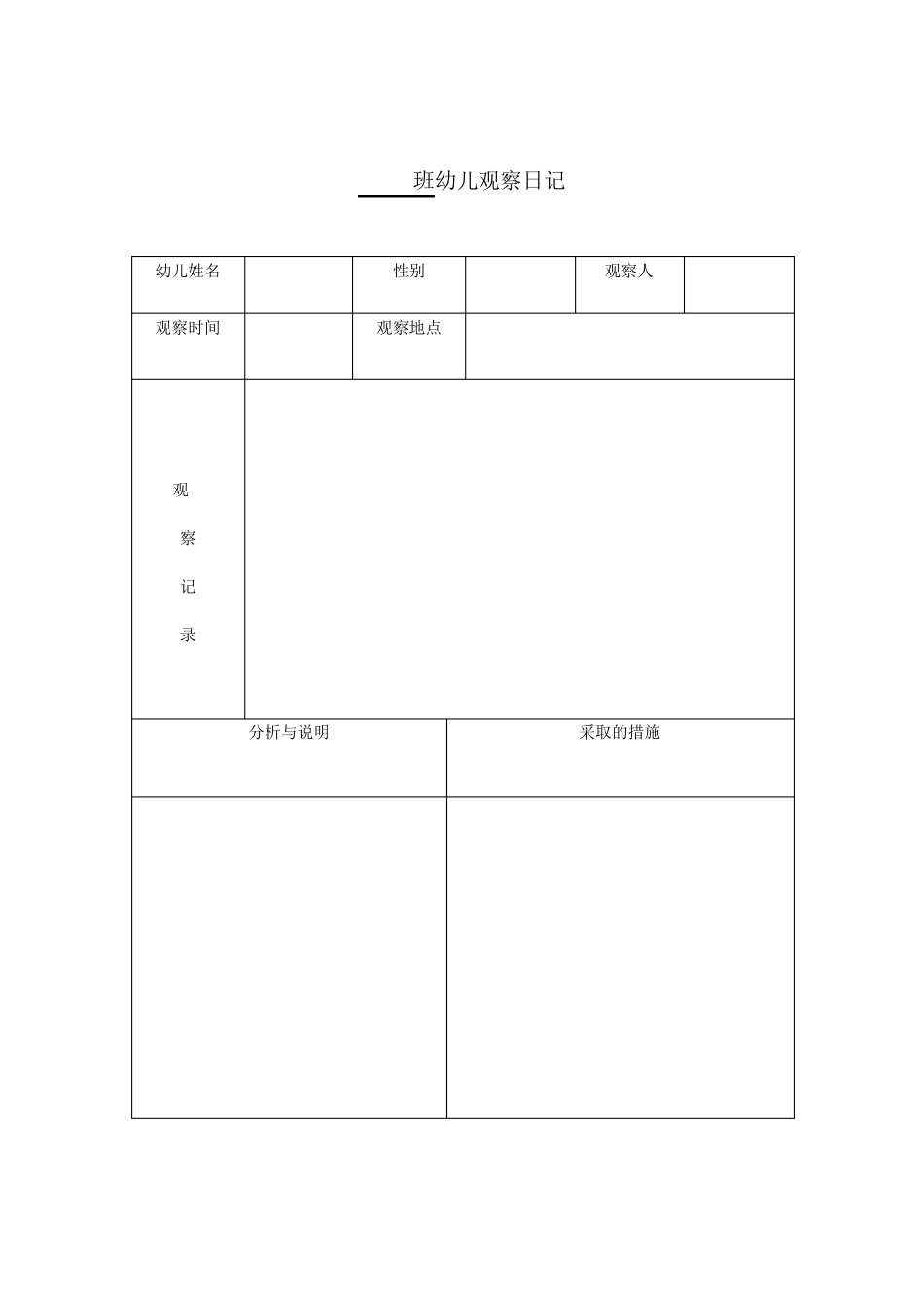 幼儿观察记录表_第1页