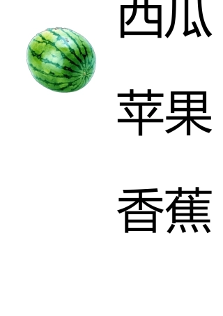 幼儿识字卡片配图：水果类