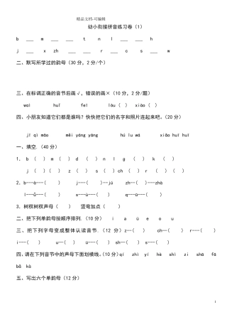 幼小衔接拼音练习卷1