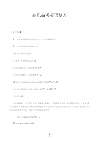 高职高考英语复习精选