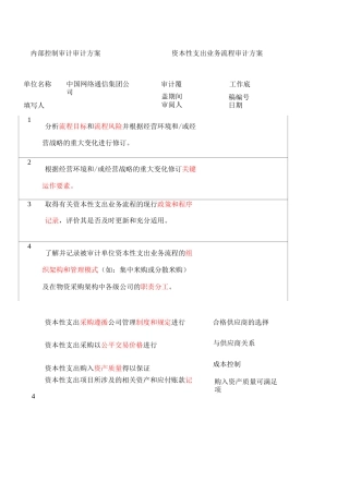 内部控制审计审计方案