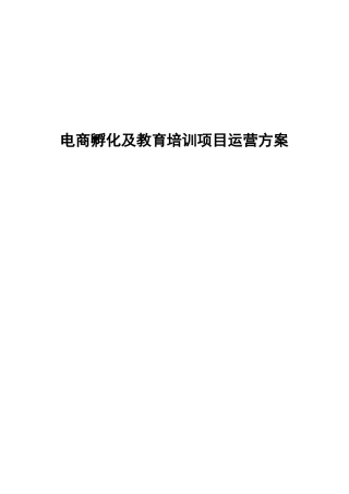 电商孵化及教育培训项目运营方案