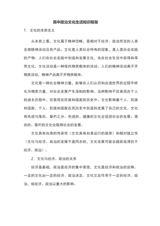 高中政治文化生活知识框架