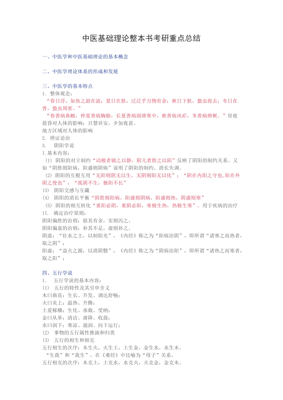 中医基础理论整本书考研重点总结_第1页