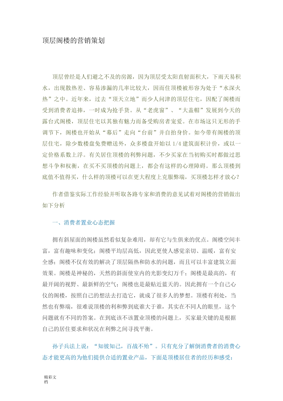 顶层阁楼地营销策划_第1页