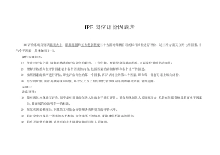 IPE岗位评价因素评价表