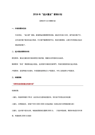 1-2月春节返乡置业方案