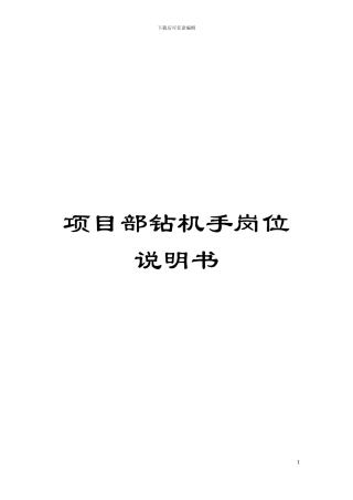 项目部钻机手岗位说明书模板