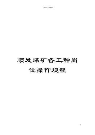 顺发煤矿各工种岗位操作规程模板