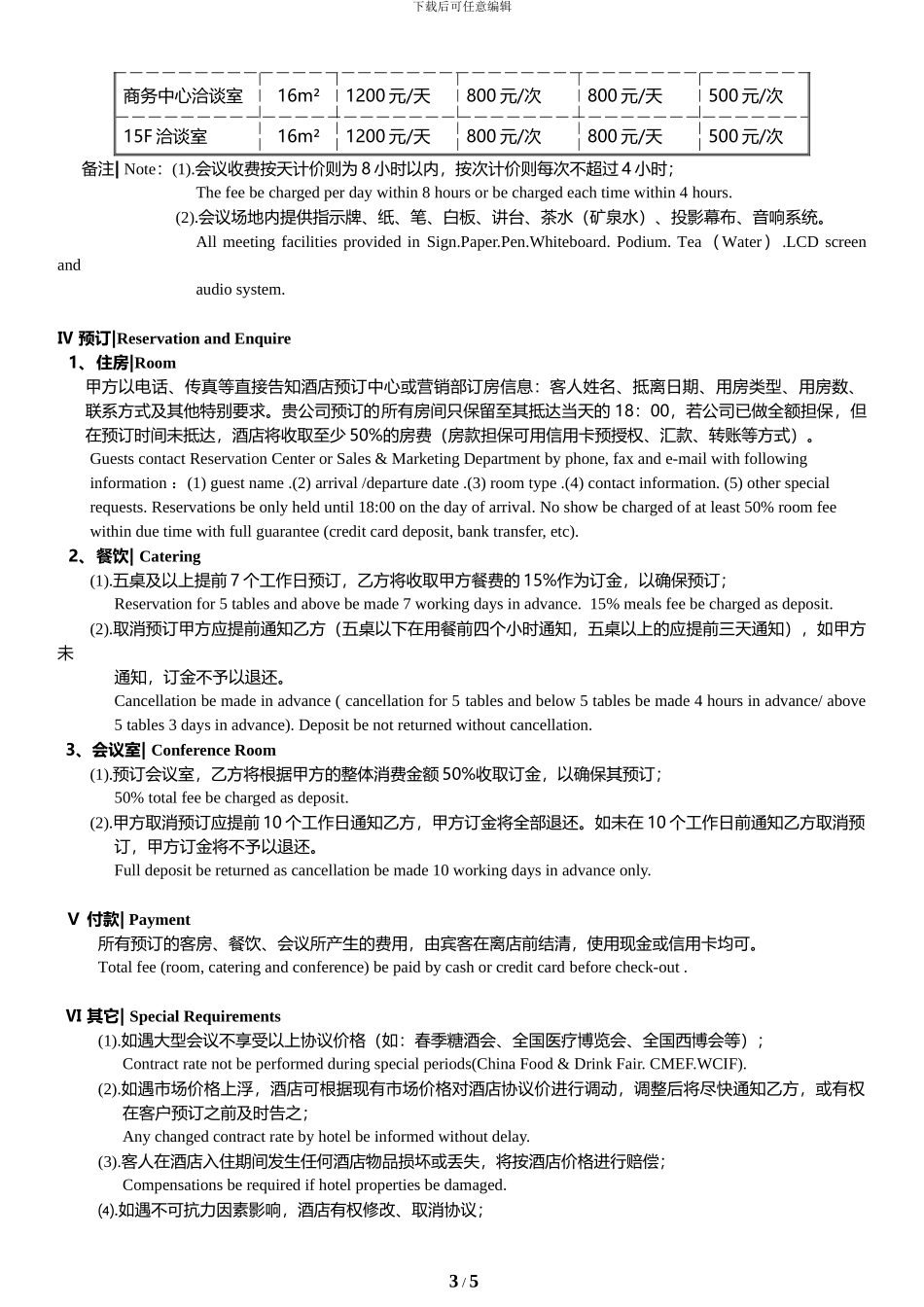 1瑞升·芭富丽大酒店-商务协议20241121_第3页