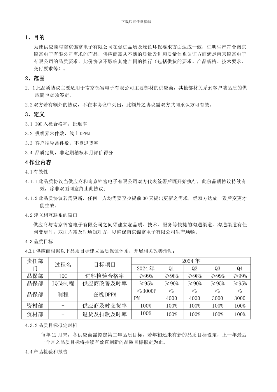 2024-供应商品质协议书---_第2页