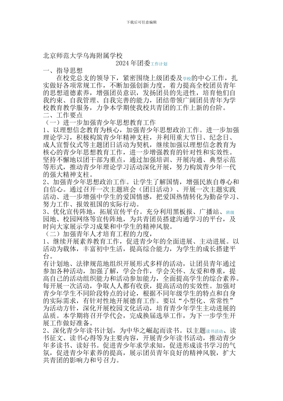 2024团委工作计划_第1页