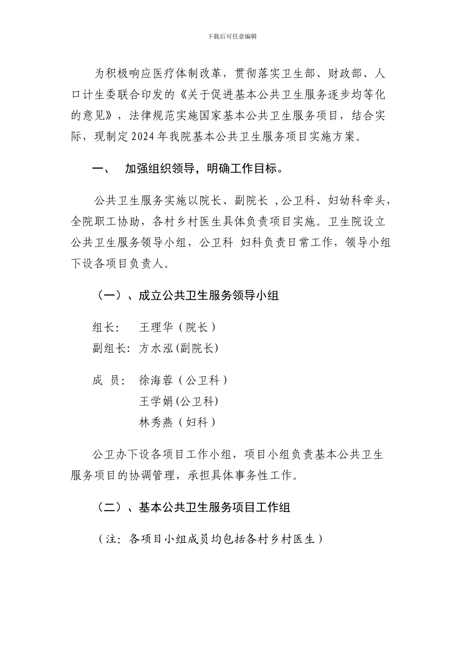 2024基本公共卫生服务项目实施方案_第2页