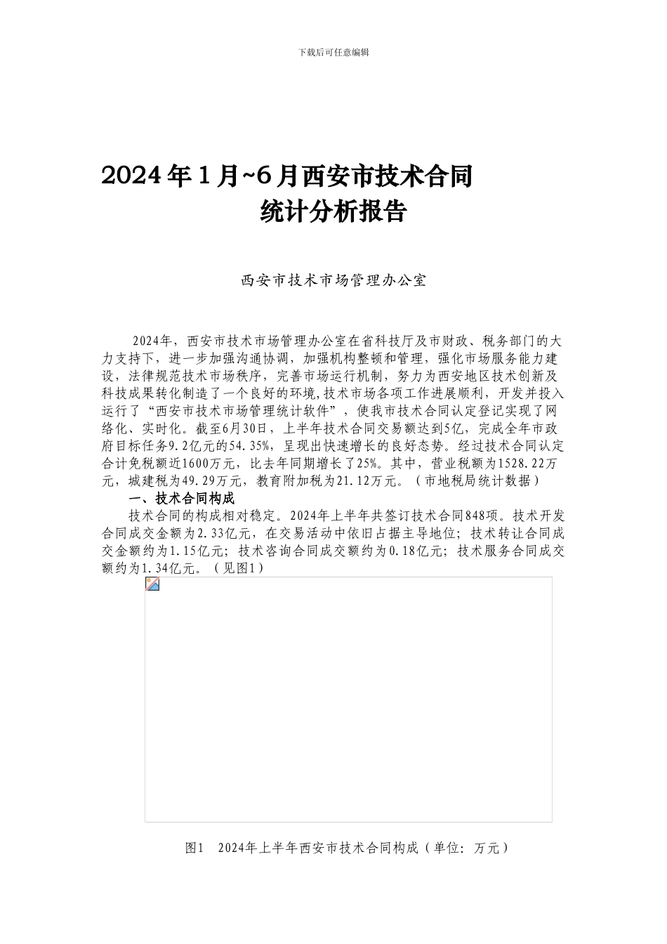2024年1月-6月西安市技术合同统计分析报告---西安科技网_第1页