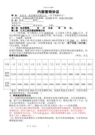 2024年内部营销合作协议