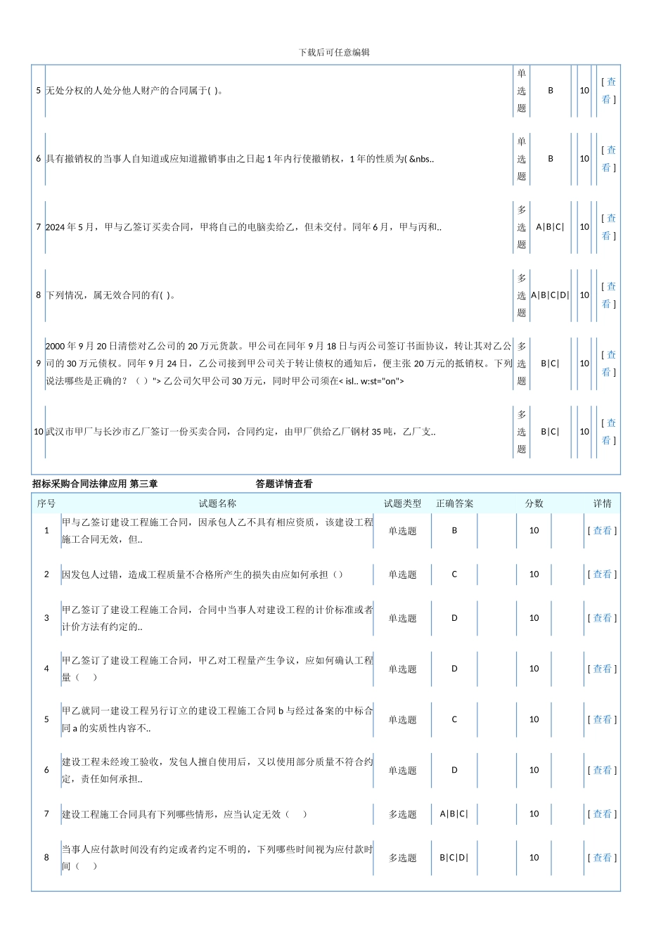 2024年招标师继续教育《招标采购合同法律应用》答案_第2页