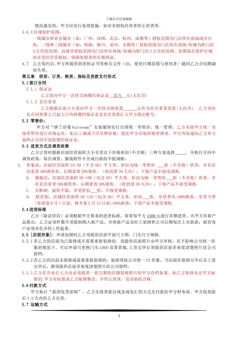 2024春夏娇兰诗蔓加盟合同书_第3页