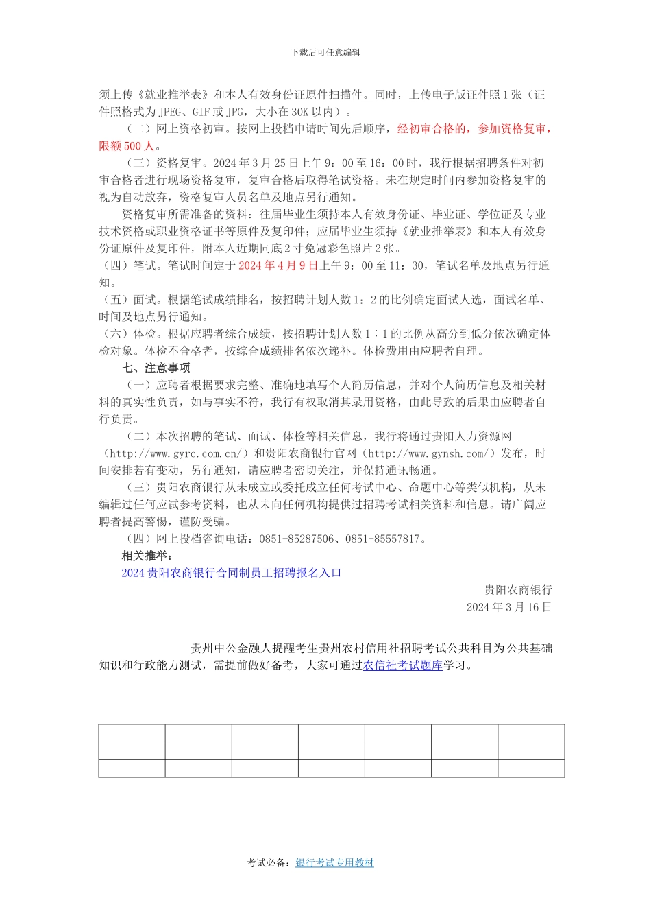 2024贵阳农商银行合同制员工招聘简章_第2页