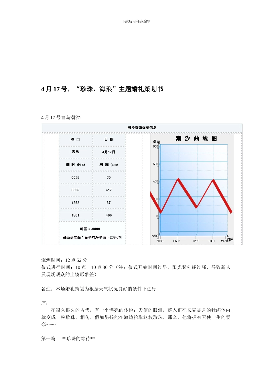 4月17号-珍珠海浪主题婚礼策划书_第1页