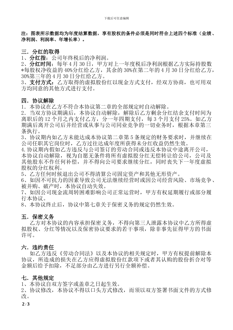 ×××有限公司员工股权激励协议书_第2页